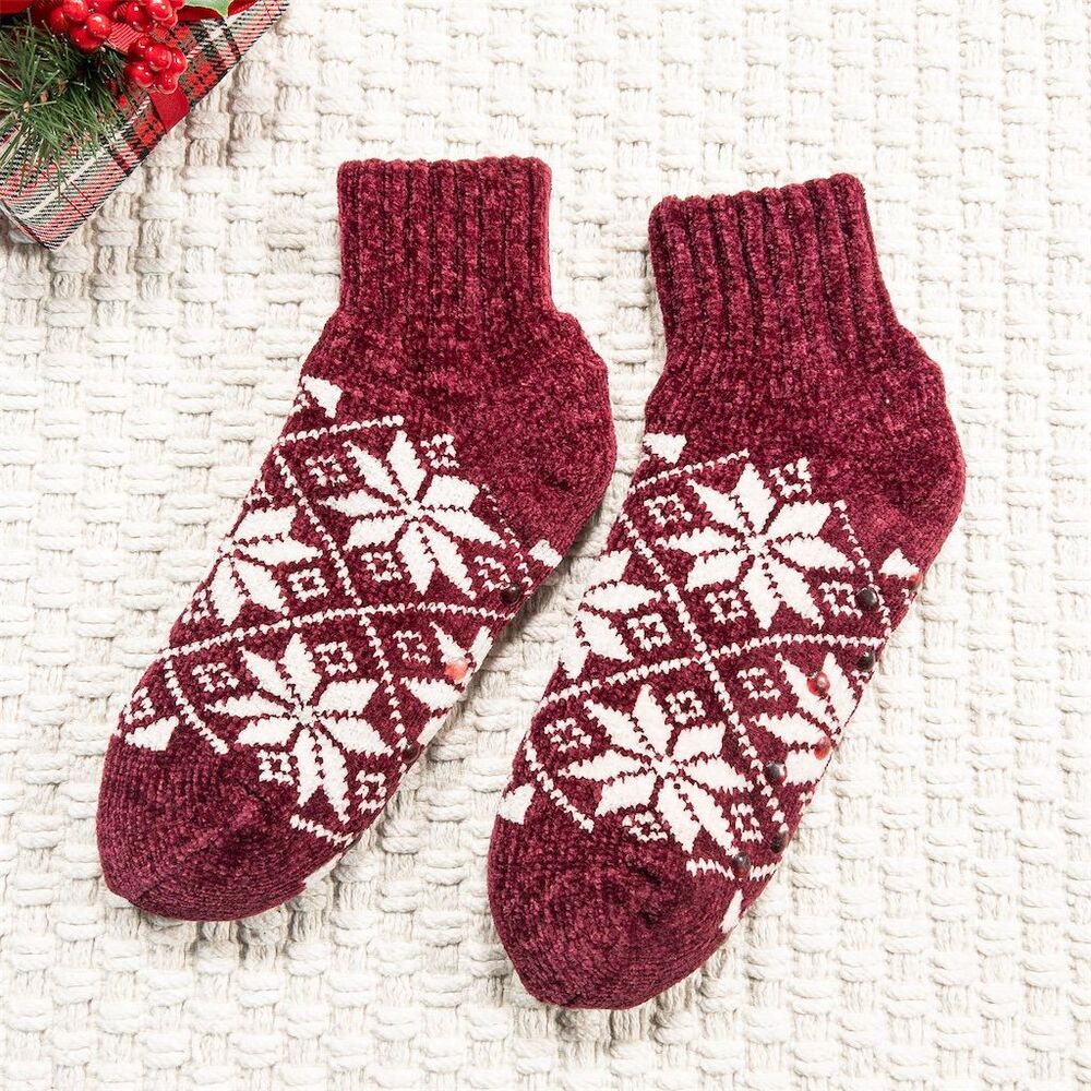 Snuggle Feet Women's Fair Isle Chenille Sherpa-Lined Socks